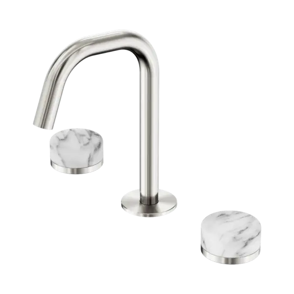 Serenity Basin Set Edge Spout Brushed Nickel Trim Nero tapware