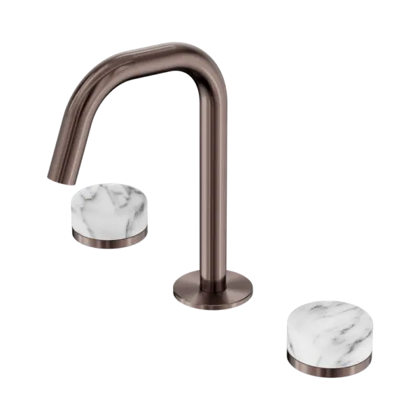 Serenity Basin Set Edge Spout Brushed Bronze Trim Nero tapware