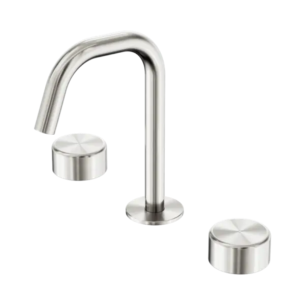 Serenity Basin Set Edge Spout Brushed Nickel Trim Nero tapware
