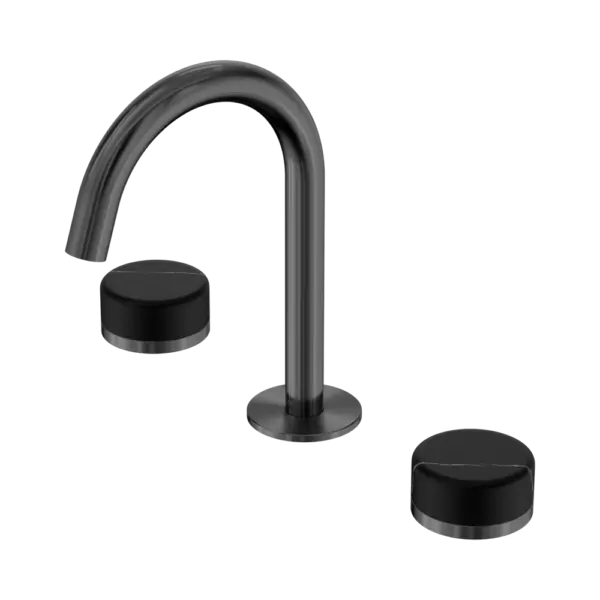 Serenity Basin Set Arc Spout Gun Metal Trim Nero tapware