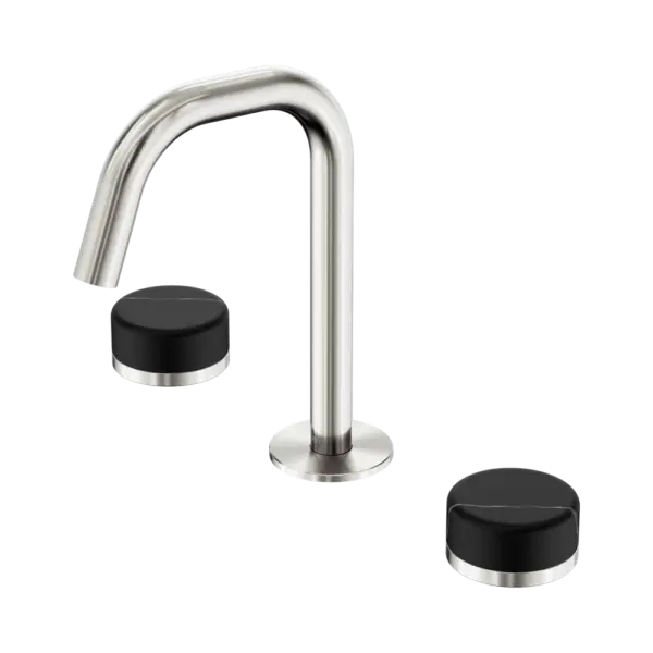 Serenity Basin Set Edge Spout Brushed Nickel Trim Nero tapware