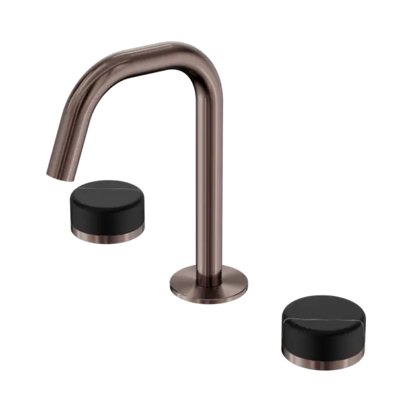 Serenity Basin Set Edge Spout Brushed Bronze Trim Nero tapware