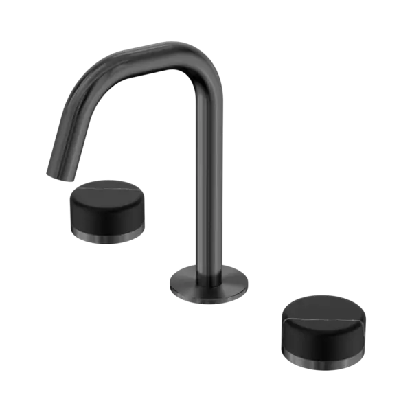 Serenity Basin Set Edge Spout Gun Metal Trim Nero tapware