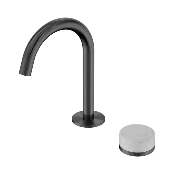 Serenity Progressive Basin Mixer Arc Spout Gun Metal Trim Nero tapware