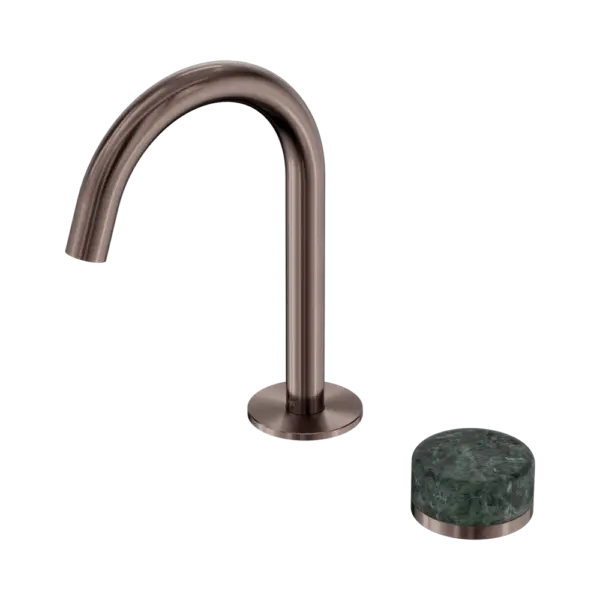 Serenity Progressive Basin Mixer Arc Spout Brushed Bronze Trim Nero tapware