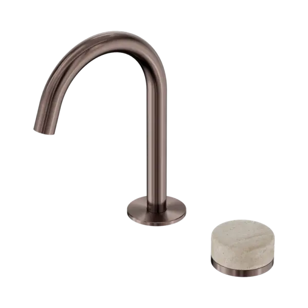 Serenity Progressive Basin Mixer Arc Spout Brushed Bronze Trim Nero tapware