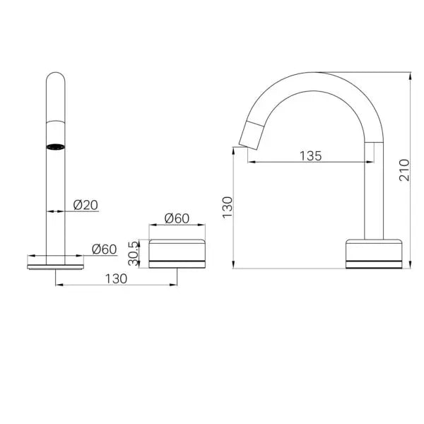 Serenity Progressive Basin Mixer Arc Spout Gun Metal Trim Nero tapware