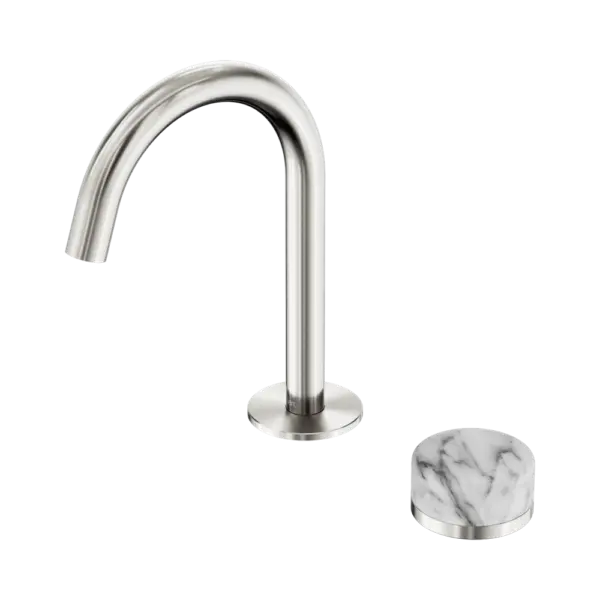 Serenity Progressive Basin Mixer Arc Spout Brushed Nickel Trim Nero tapware