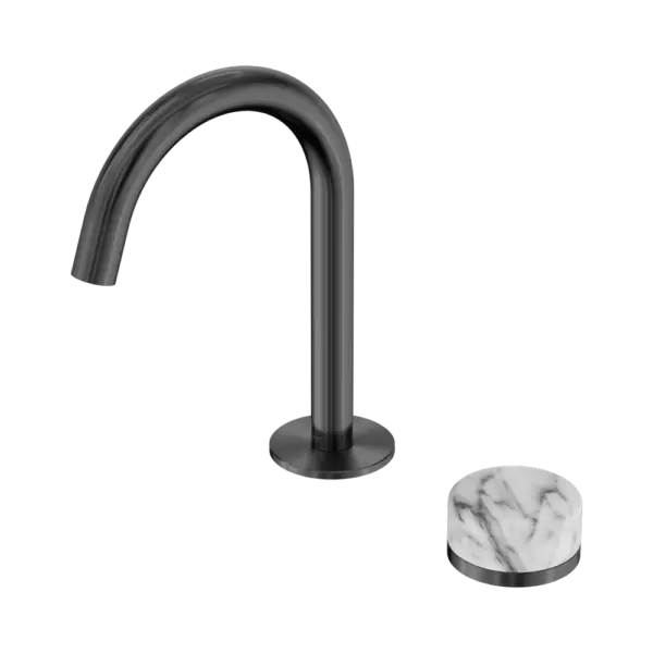 Serenity Progressive Basin Mixer Arc Spout Gun Metal Trim Nero tapware