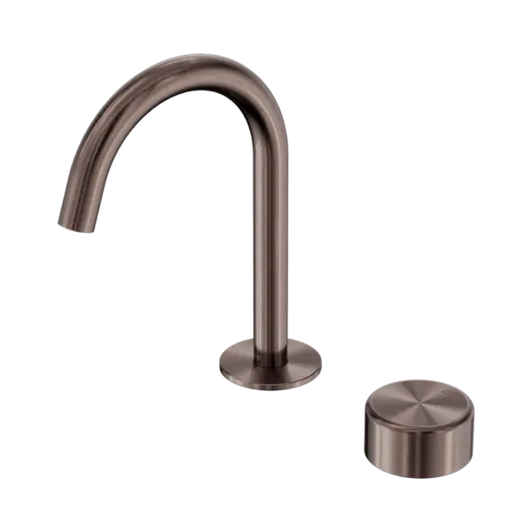 Serenity Progressive Basin Mixer Arc Spout Brushed Bronze Trim Nero tapware