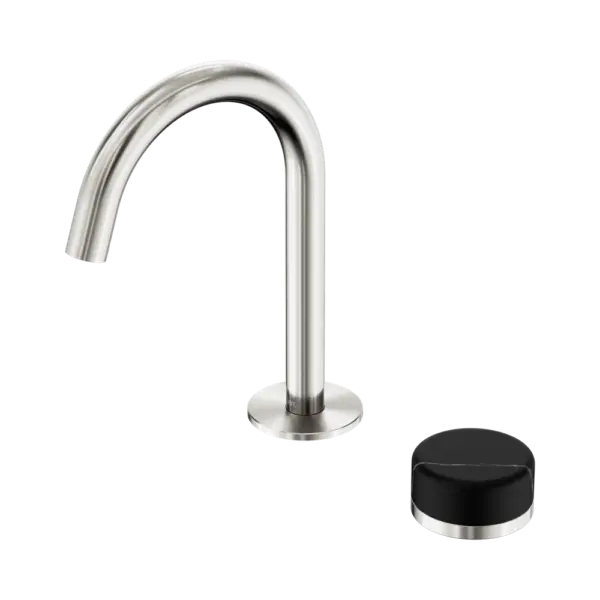 Serenity Progressive Basin Mixer Arc Spout Brushed Nickel Trim Nero tapware