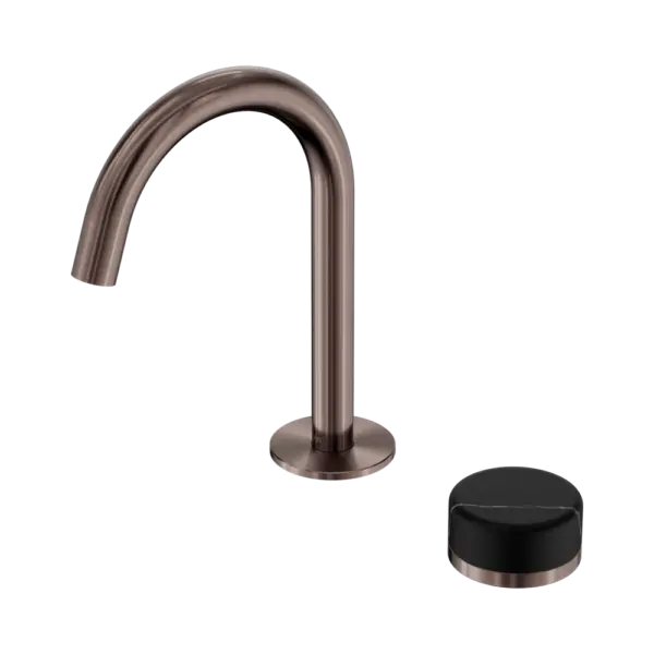 Serenity Progressive Basin Mixer Arc Spout Brushed Bronze Trim Nero tapware