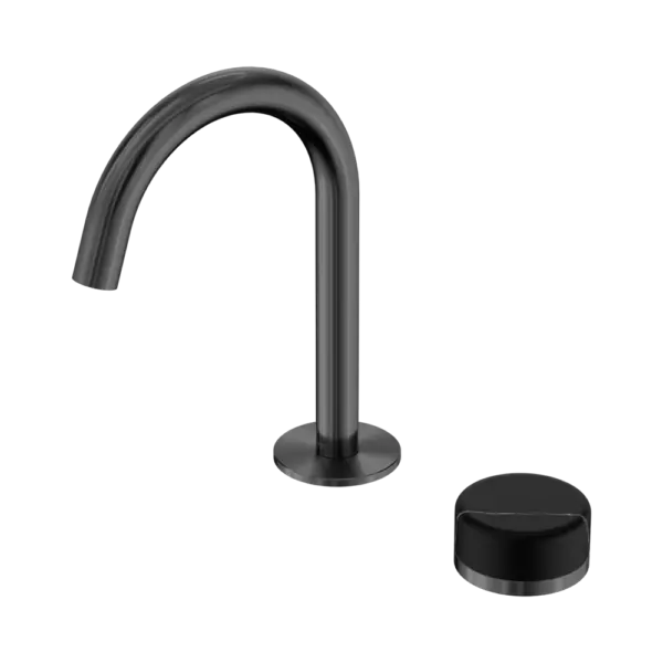 Serenity Progressive Basin Mixer Arc Spout Gun Metal Trim Nero tapware