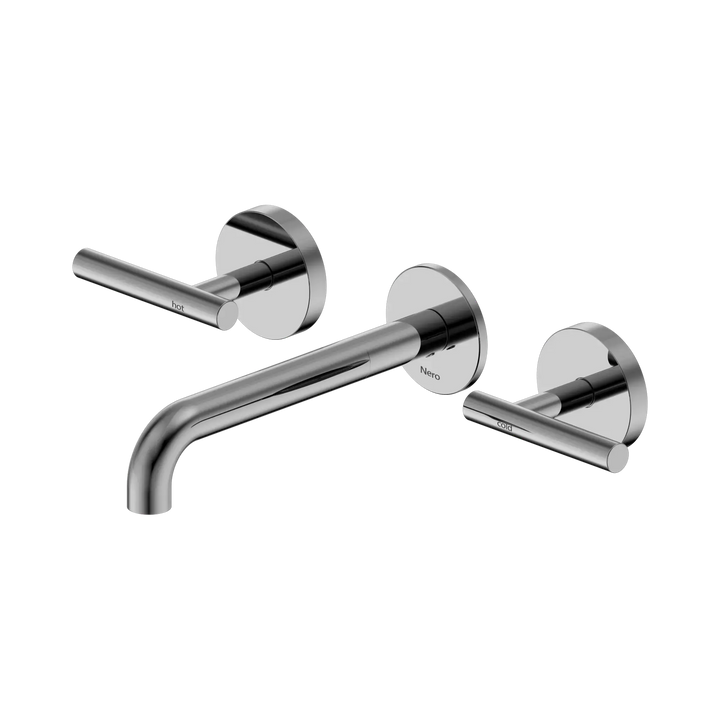Mecca Lever Wall Basin / Bath Set 160 / 185 / 220mm Spout Nero tapware