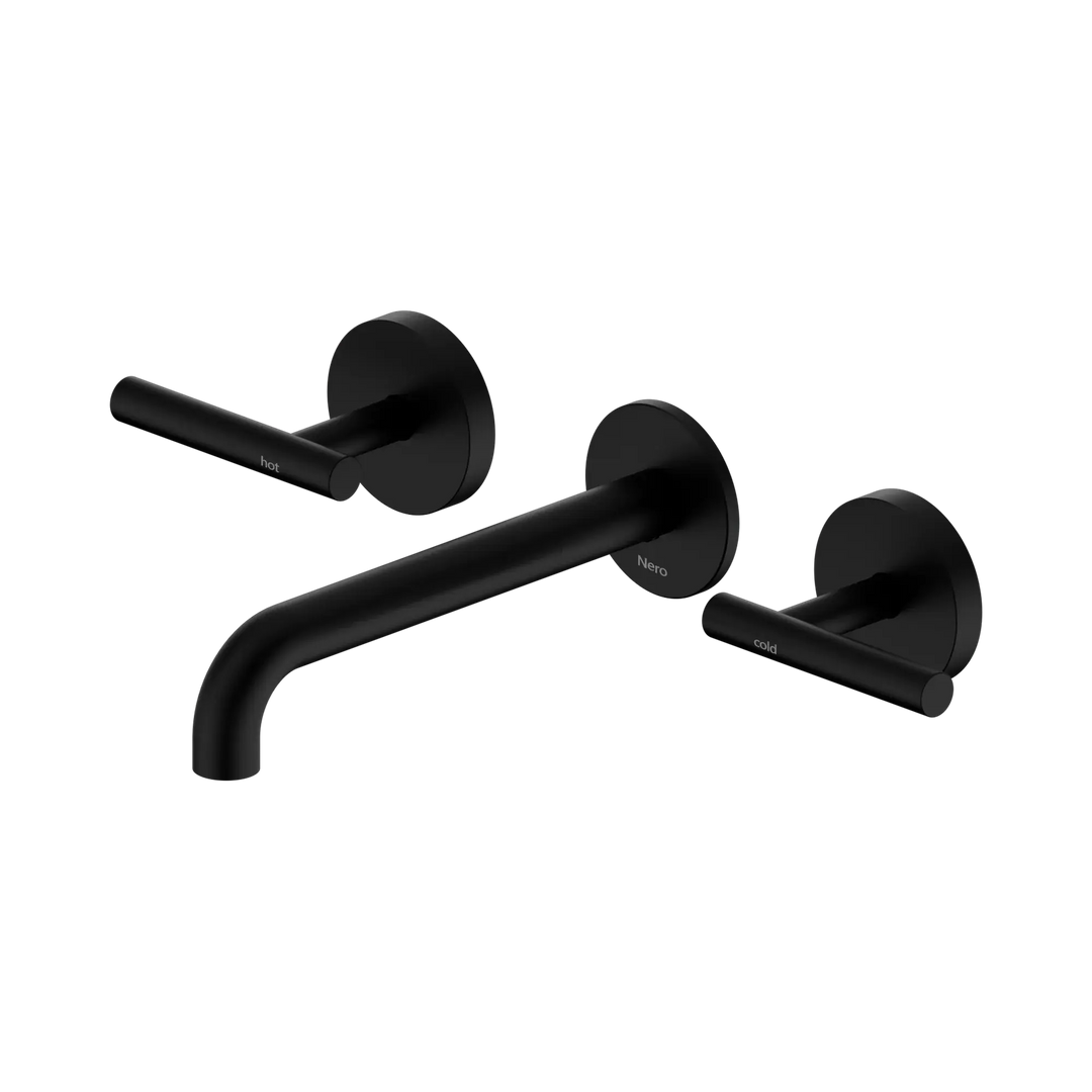 Mecca Lever Wall Basin / Bath Set 160 / 185 / 220mm Spout Nero tapware