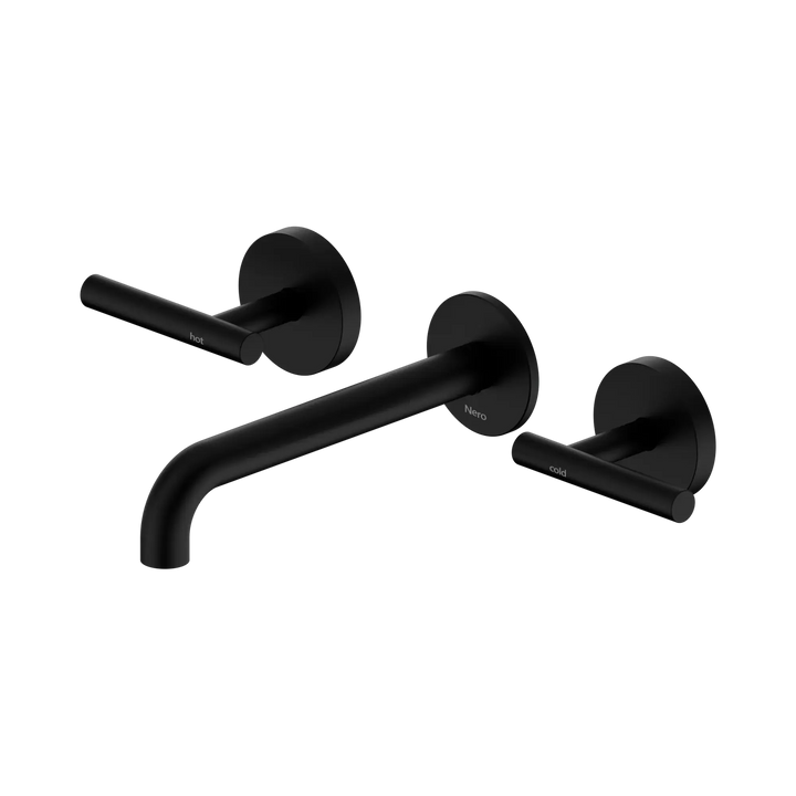 Mecca Lever Wall Basin / Bath Set 160 / 185 / 220mm Spout Nero tapware