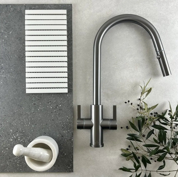 XSSENCE Alfresco 316SS Twin Handle Sink Mixer with Pull Out Spray XpressFit by Suprema