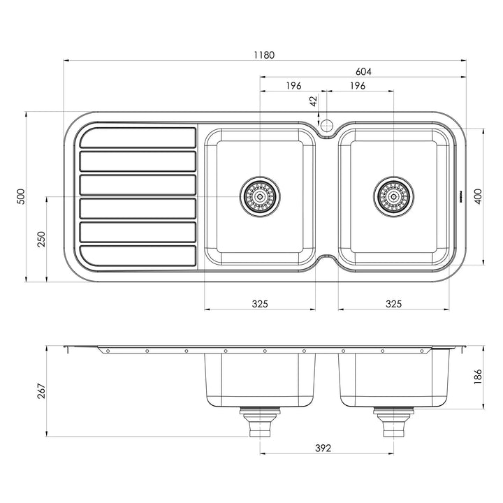 1000 Series Double Sink with Drainer Phoenix