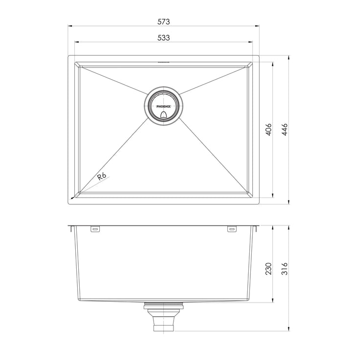 4000 Series Large Single Bowl Sink Phoenix