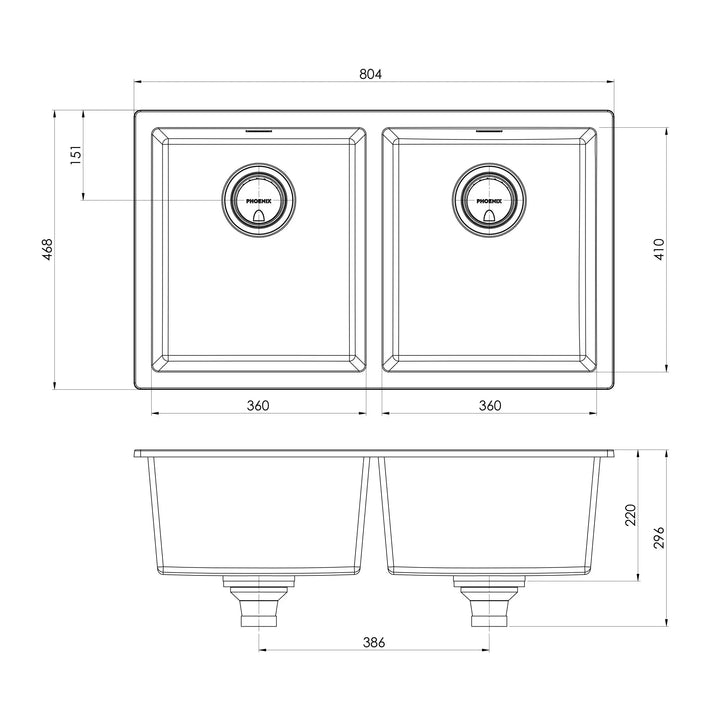 5000 Series Double Sink - Matte black / matte white Phoenix