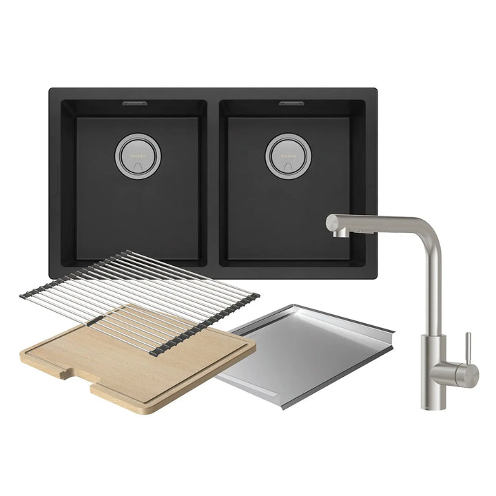 Phoenix Sink Package 1 – Matte Black Sink &amp; Stainless Steel Mixer Phoenix