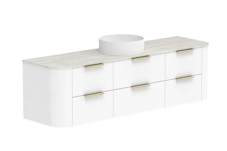 Thirroul Twin All-Drawer wall hung Vanity with stone top ADP