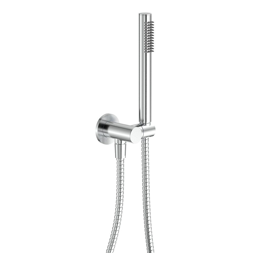 Kaya Outdoor Living Hand Shower Set, Round Plate, Brushed Stainless Steel