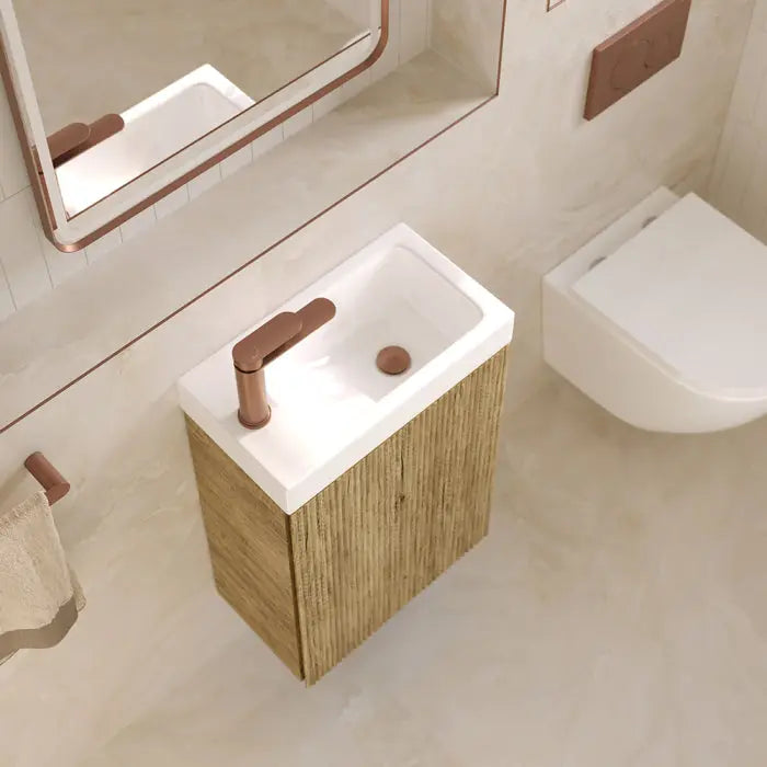 Denzel Minka 450 Wall-Hung Vanity, No Overflow, Scandi Oak Fienza