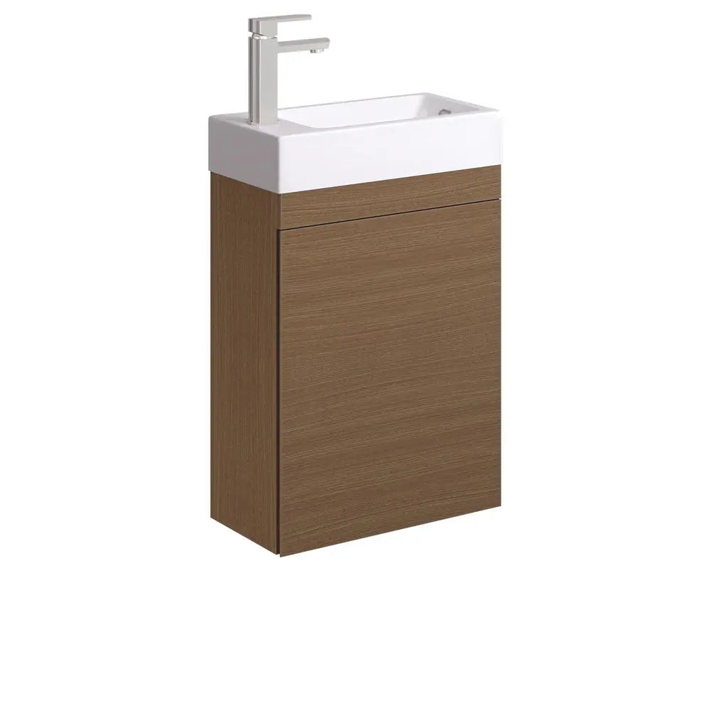 Edge 450 Ensuite/Mini Walnut Vanity - Wall Hung or Freestanding - overflow optional Fienza