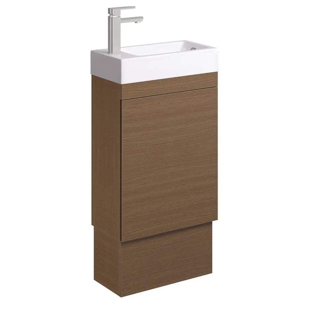 Edge 450 Ensuite/Mini Walnut Vanity - Wall Hung or Freestanding - overflow optional Fienza