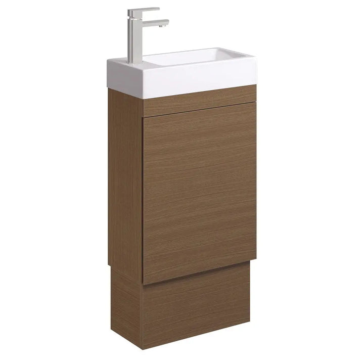 Edge 450 Ensuite/Mini Walnut Vanity - Wall Hung or Freestanding - overflow optional Fienza