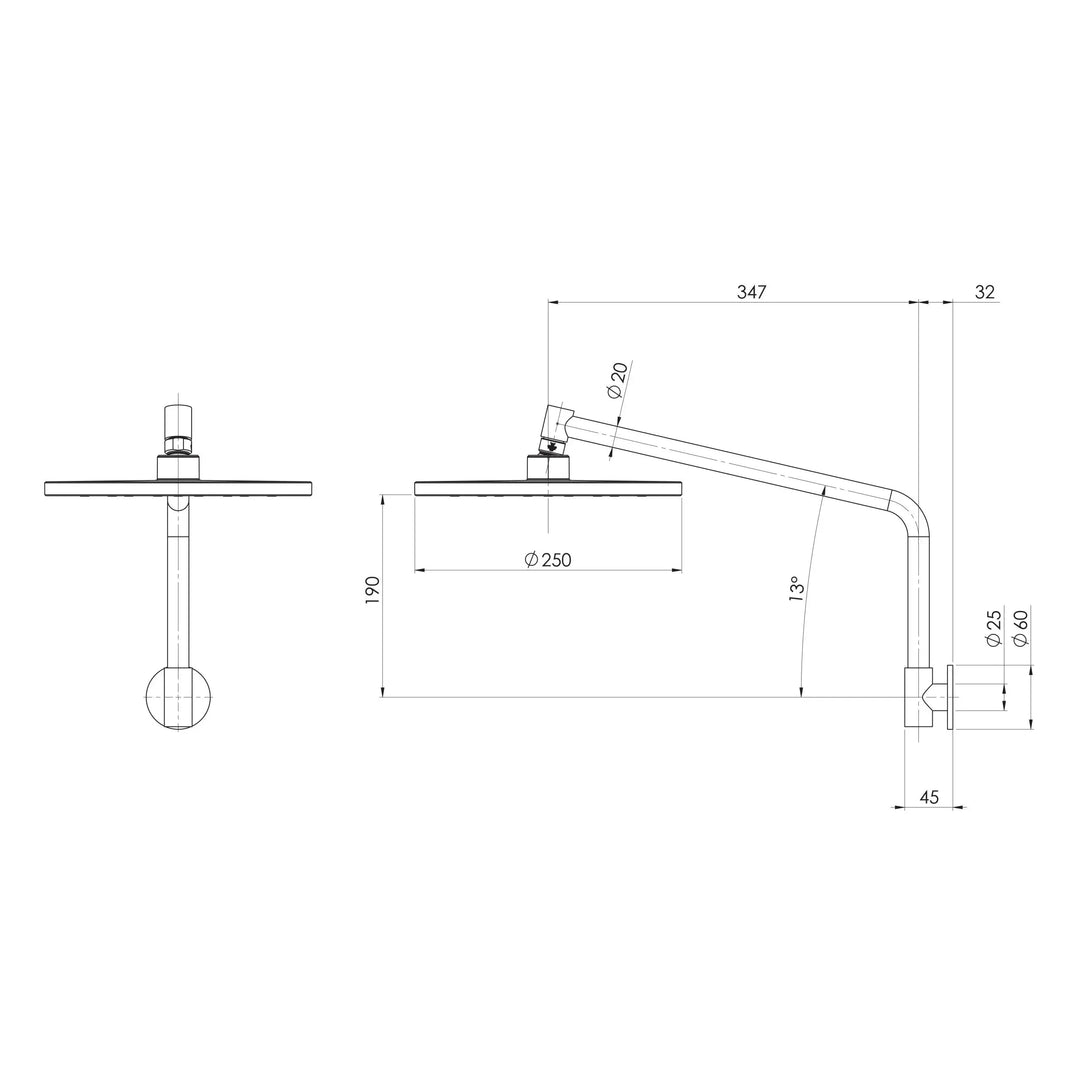 Ormond High-Rise Shower Arm and Rose Phoenix
