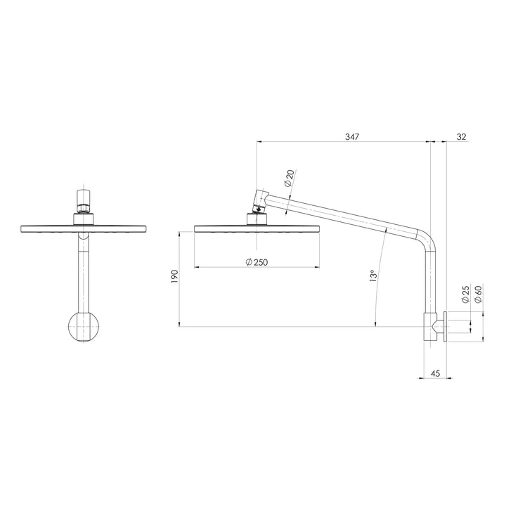 Ormond High-Rise Shower Arm and Rose Phoenix