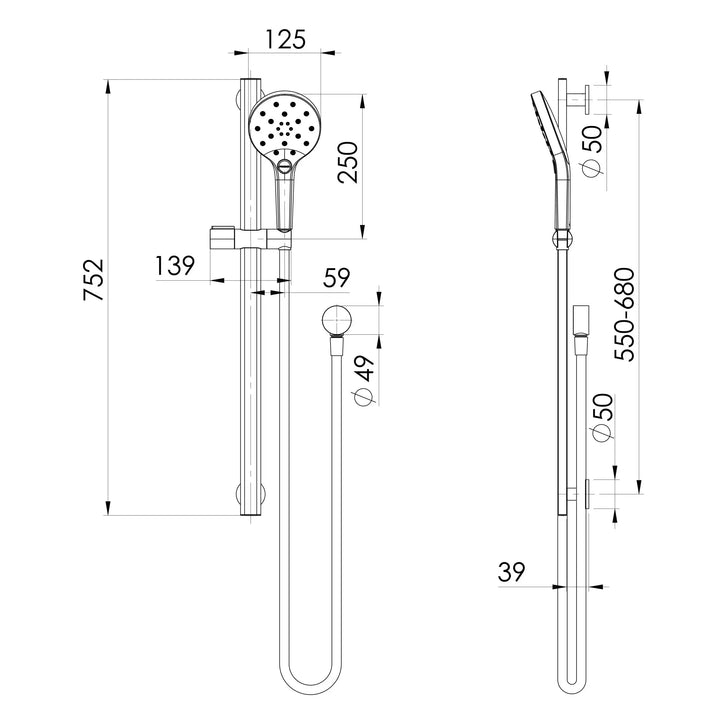 Oxley Rail Shower Phoenix