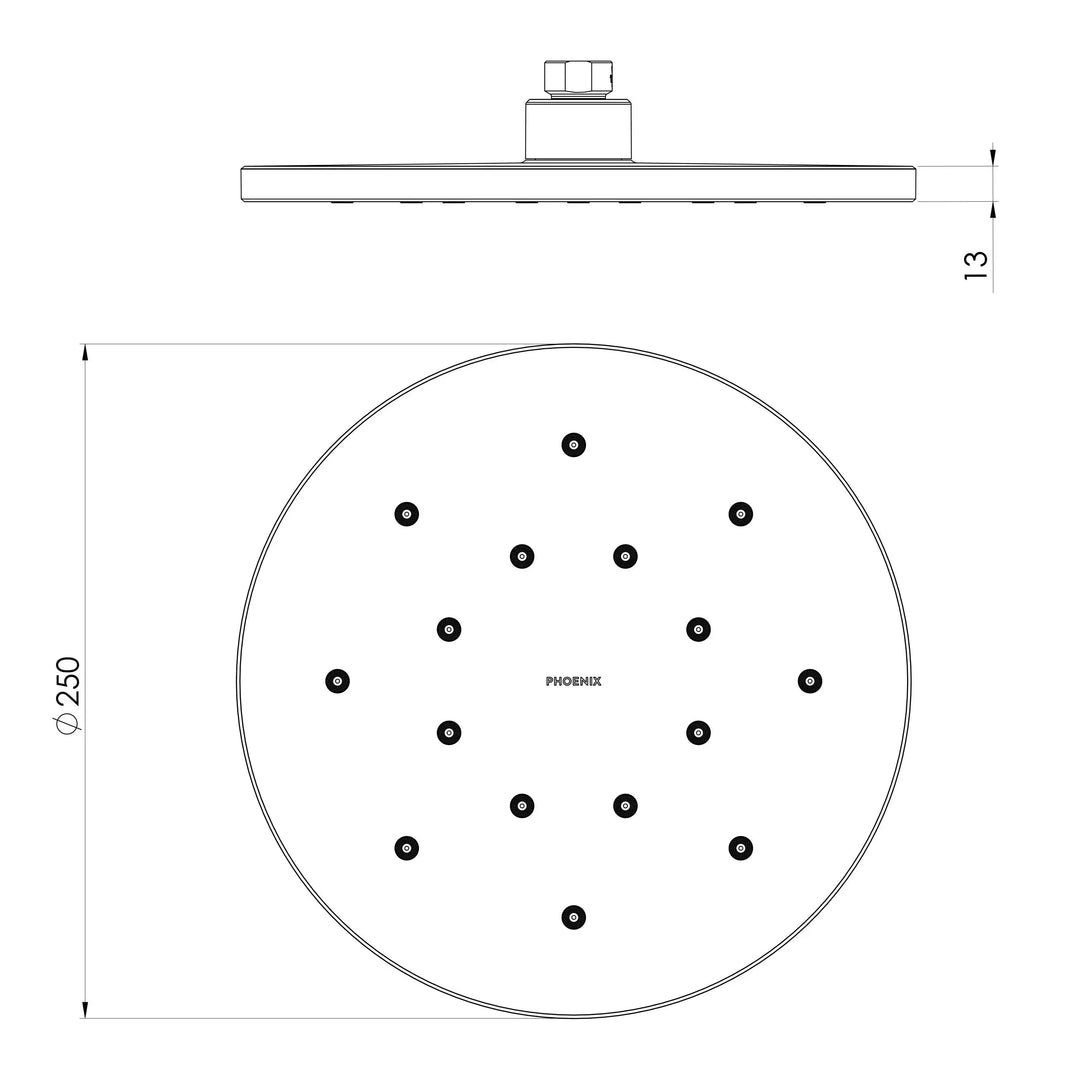 LuxeXP Shower Rose 250mm Round Phoenix
