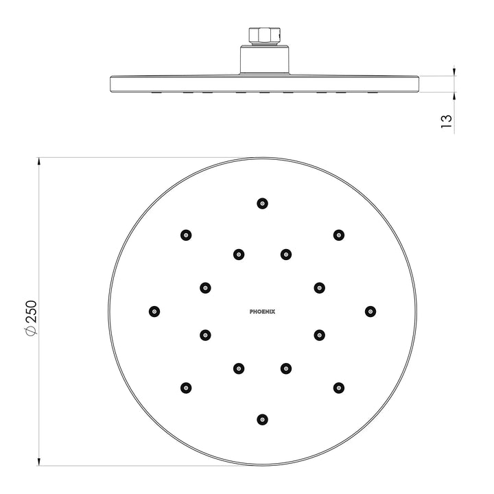 LuxeXP Shower Rose 250mm Round Phoenix