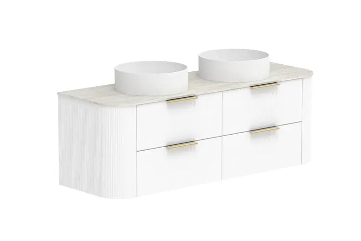 Thirroul Twin All-Drawer wall hung Vanity with stone top ADP