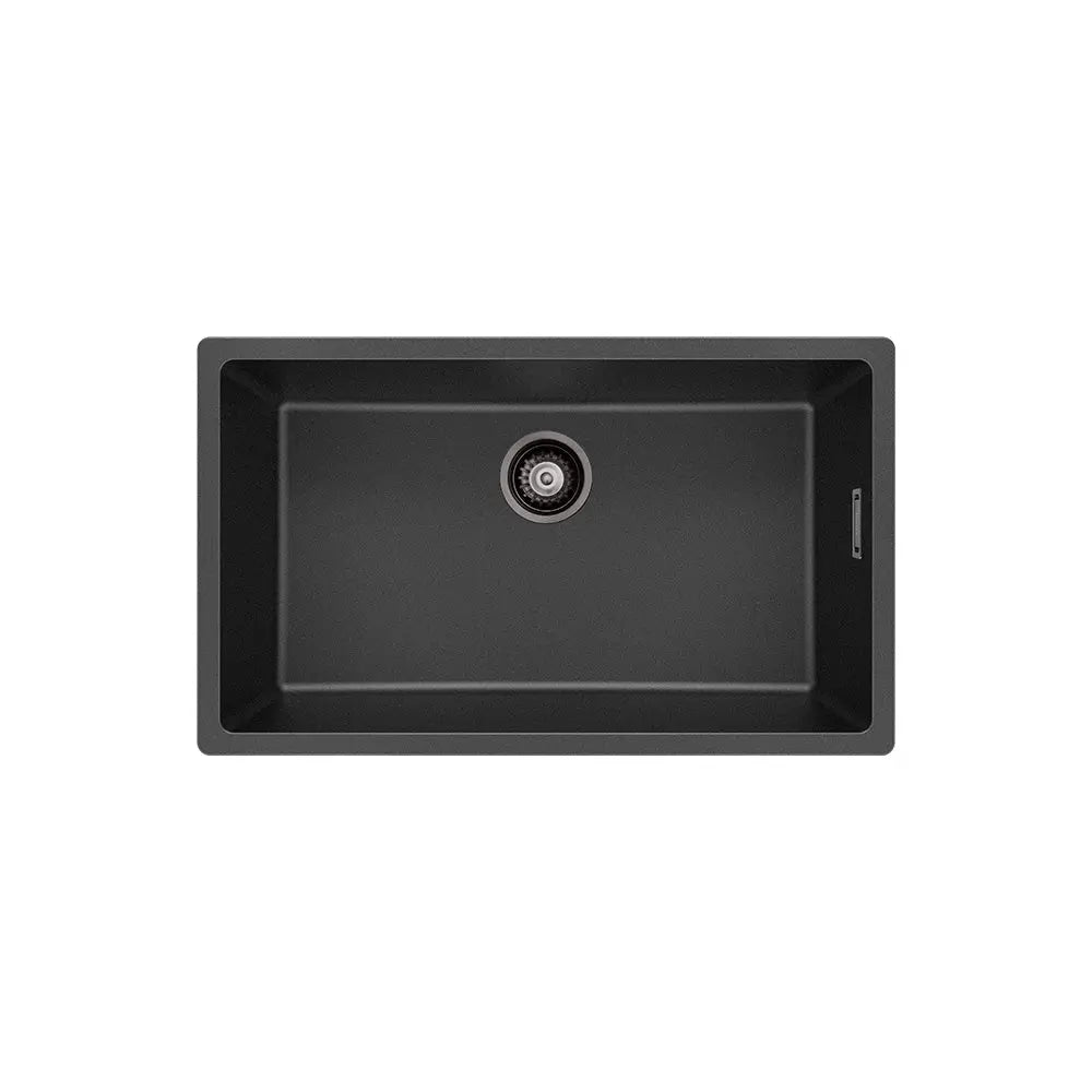 Kuro Granite 53L Single Bowl Kitchen Sink - Matte Black and White Fienza