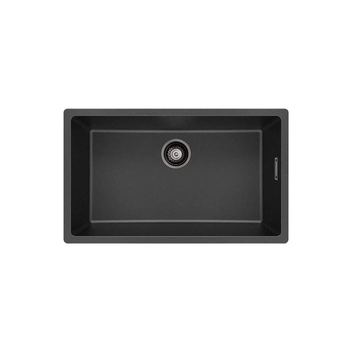 Kuro Granite 53L Single Bowl Kitchen Sink - Matte Black and White Fienza