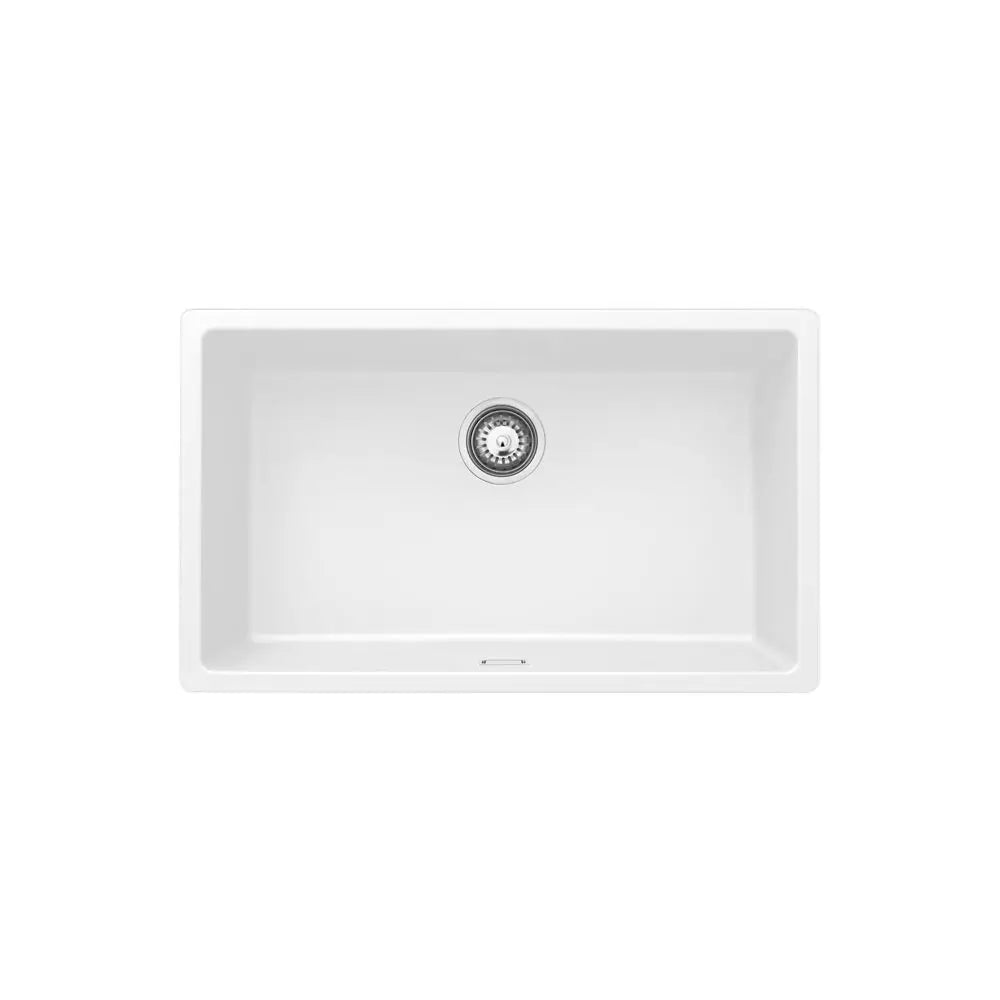 Kuro Granite 53L Single Bowl Kitchen Sink - Matte Black and White Fienza