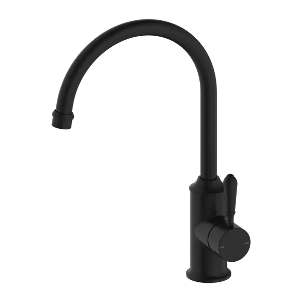 YORK SINK MIXER gooseneck spout with Metal or Porcelain Handle Nero tapware