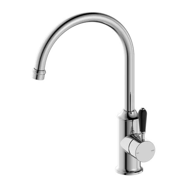 YORK SINK MIXER gooseneck spout with Metal or Porcelain Handle Nero tapware