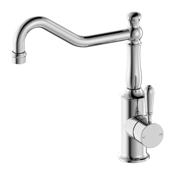 YORK SINK MIXER hook spout with Metal or Porcelain Handle Nero tapware