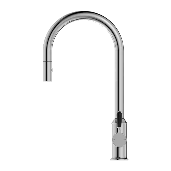 YORK PULL OUT SINK MIXER WITH VEGIE SPRAY FUNCTION with Metal or Porcelain Handle Nero tapware