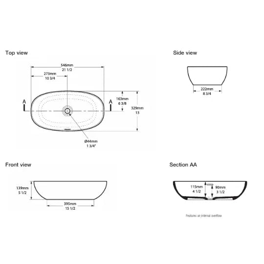 Barcelona 55 QUARRYCAST™ Countertop Basin with overflow (on display) Victoria + Albert
