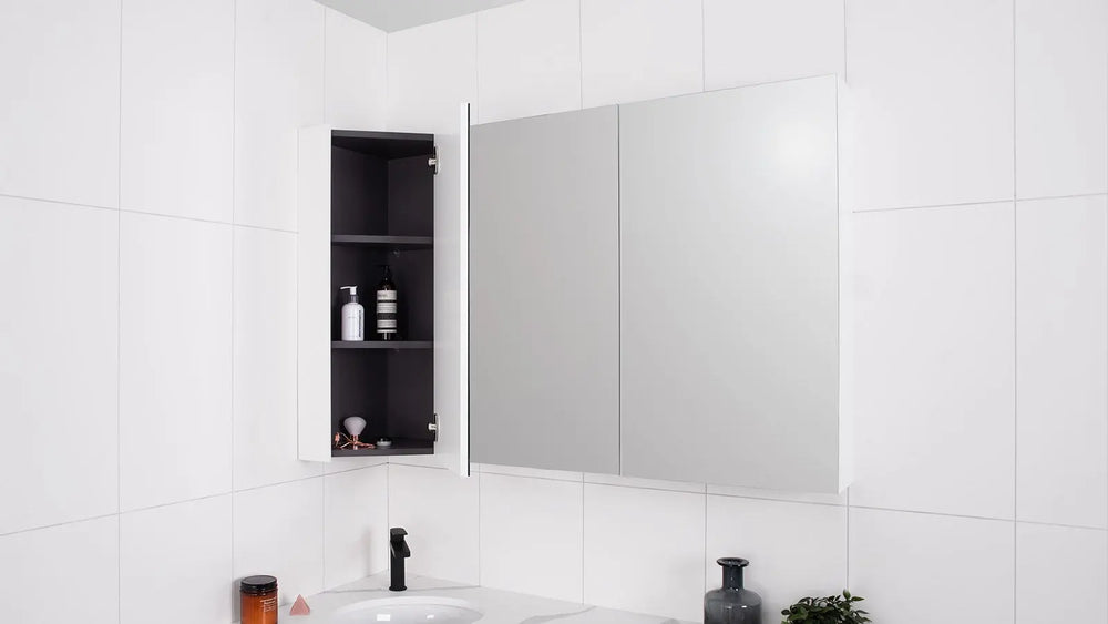Glacier Offset Corner Mirrored Shaving Cabinet - Various finishes ADP