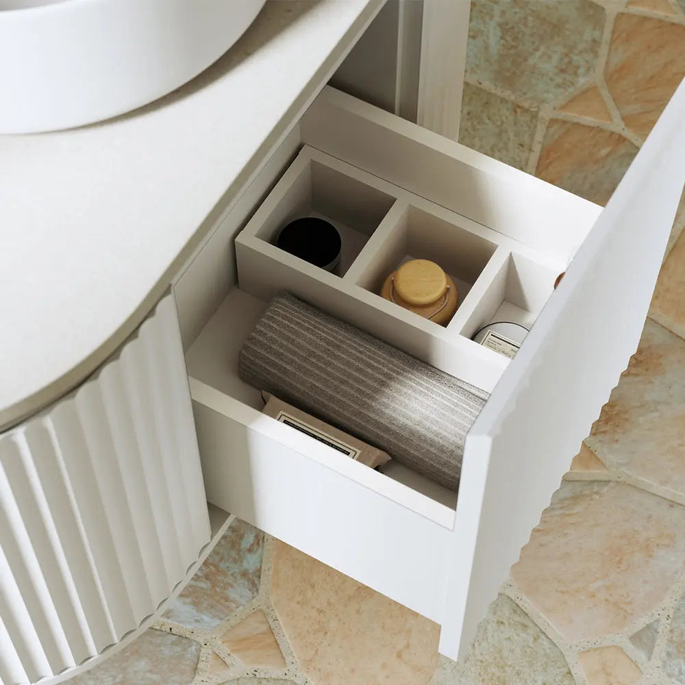 Empire Pill Satin White Wall Hung Vanity Fienza