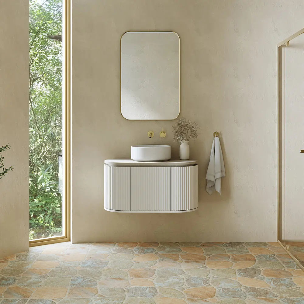Empire Pill Satin White Wall Hung Vanity Fienza