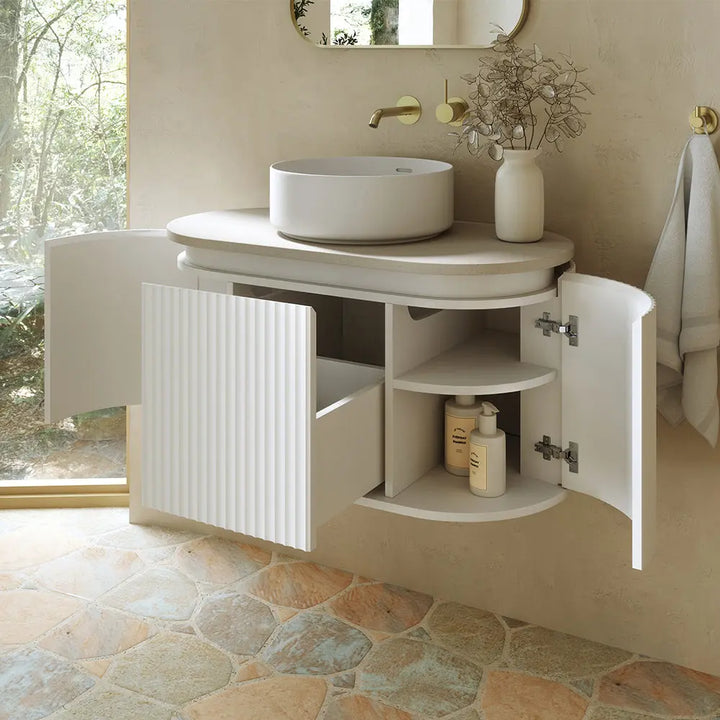Empire Pill Satin White Wall Hung Vanity Fienza