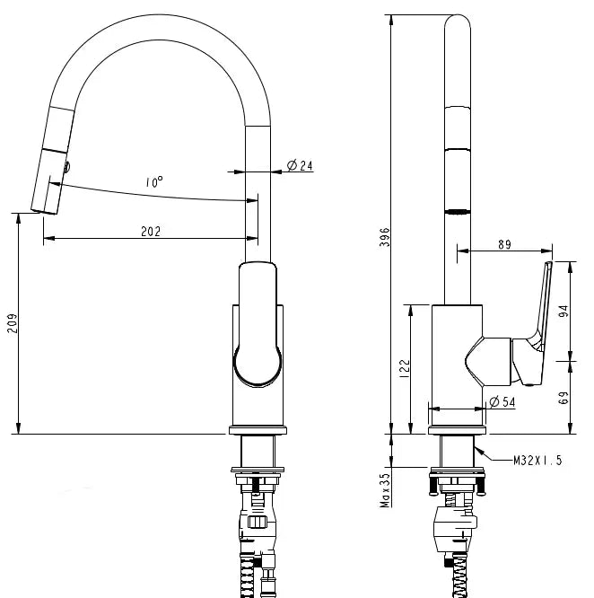 Cioso Pullout Spray Sink Mixer With Akemi Handle Millennium